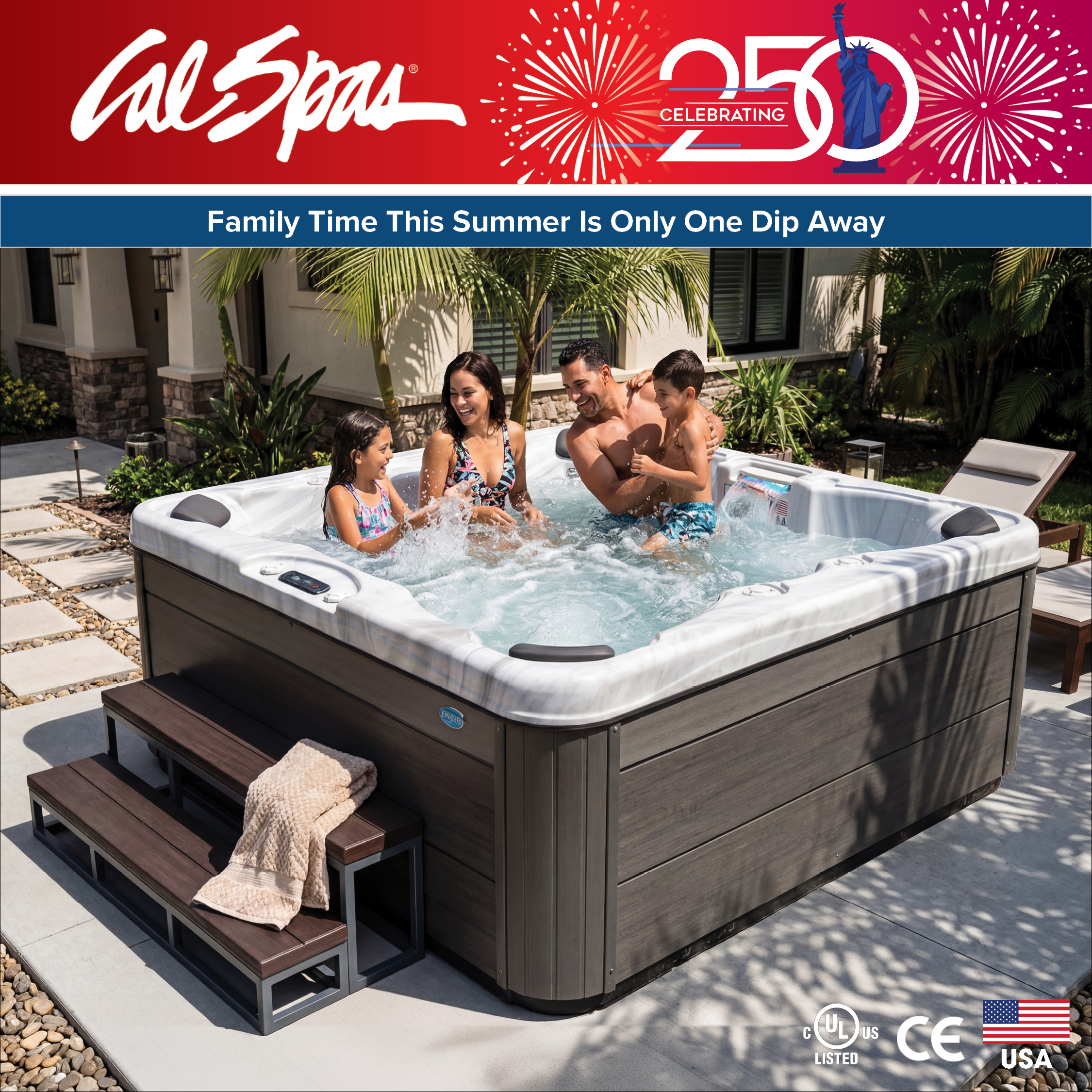 Calspas hot tub being used in a family setting - Kokomo